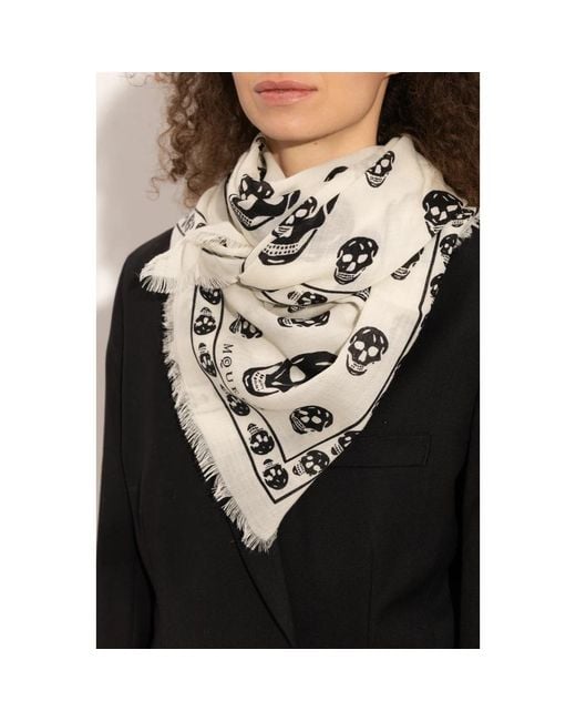 Alexander McQueen Wollen Sjaal Met Schedelmotief in het Black