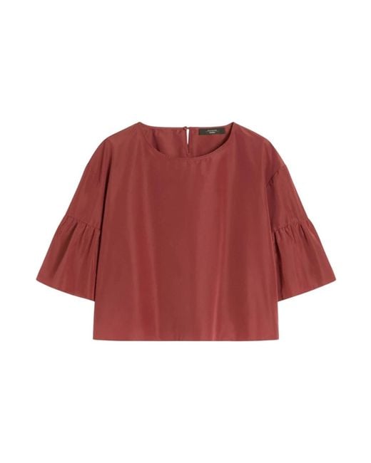 Weekend by Maxmara Overhemden ,Rood ,Katoen Crop Blouse in het Red