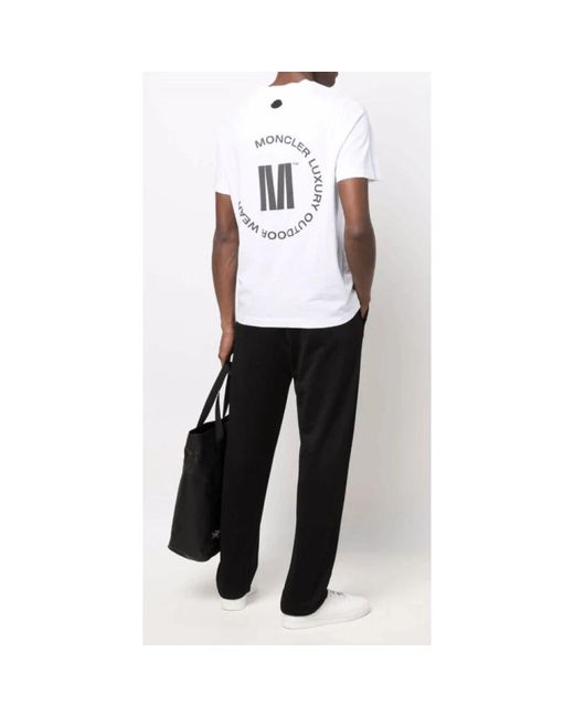 Moncler Weißes t-shirt mit logo-print hinten in White für Herren