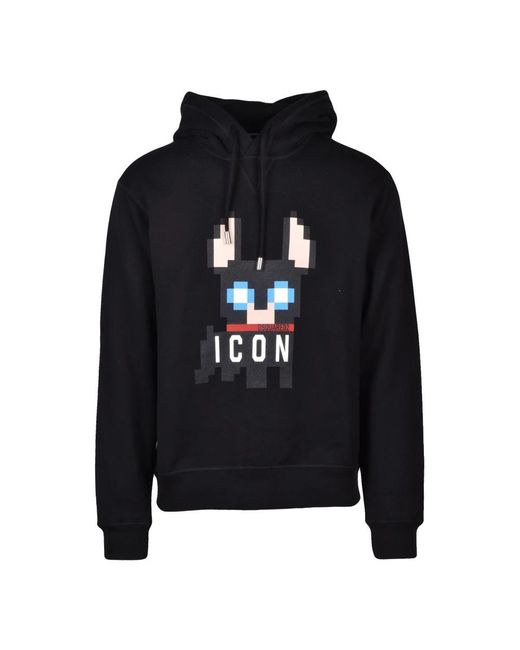 DSquared² Hoodies & Sweatvesten ,Zwart ,Katoen Felpa Con Cappuccio in het Blue voor heren
