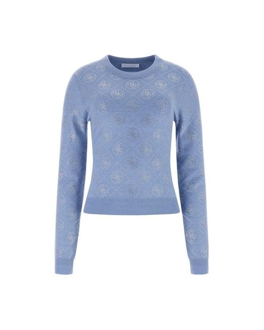 Guess Blue Round-Neck Knitwear