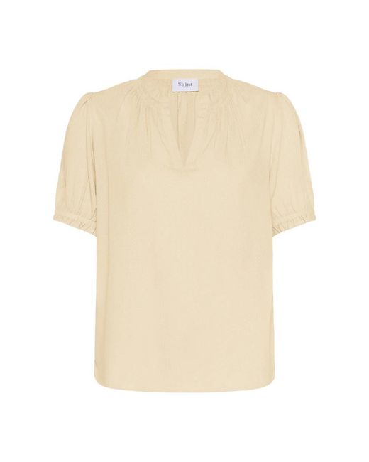 Saint Tropez Overhemden ,Elegante Korte Mouw Blouse Room in het Natural