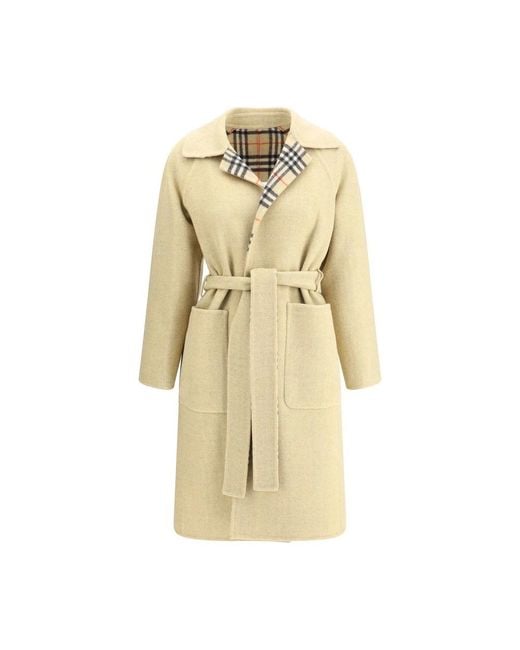 Burberry Natural Reversible Wool Robe Coat