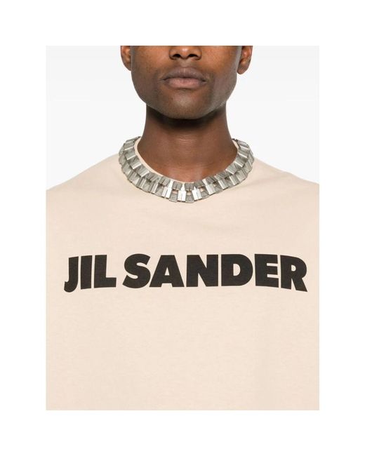 Jil Sander Logo print crew neck t-shirt,r baumwoll-logo-t-shirt in Natural für Herren