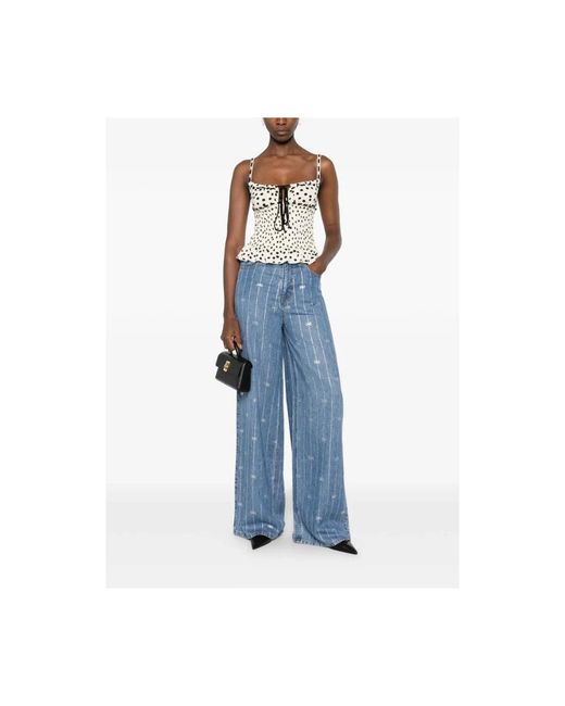 Self-Portrait Blue Wide Jeans