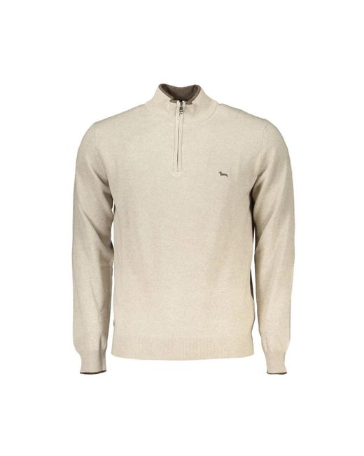 Harmont & Blaine Trui Met Halve Rits En Borduurdetails in het Natural voor heren