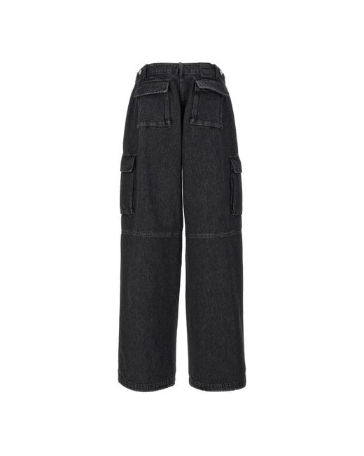 Coperni Jeans ,Zwart ,Denim Denim Wide Leg Cargo Jeans in het Black