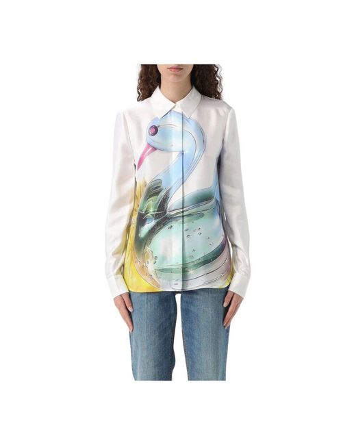 Tory Burch Blue Weißes Button-Up Hemd, Klassischer Stil