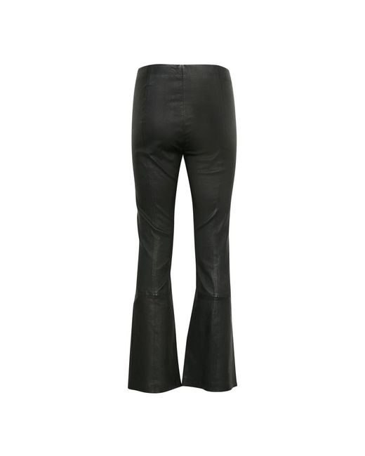 Part Two Broeken ,Zwart ,Zwarte Stretch Bootcut Leren Broek in het Gray