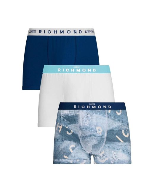 John Richmond Tripack Boxer Set in het Blue voor heren