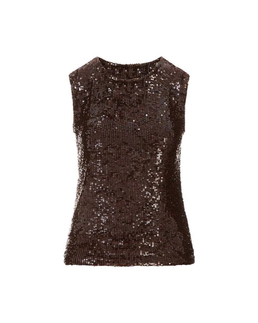 P.A.R.O.S.H. Brown Sleeveless Tops