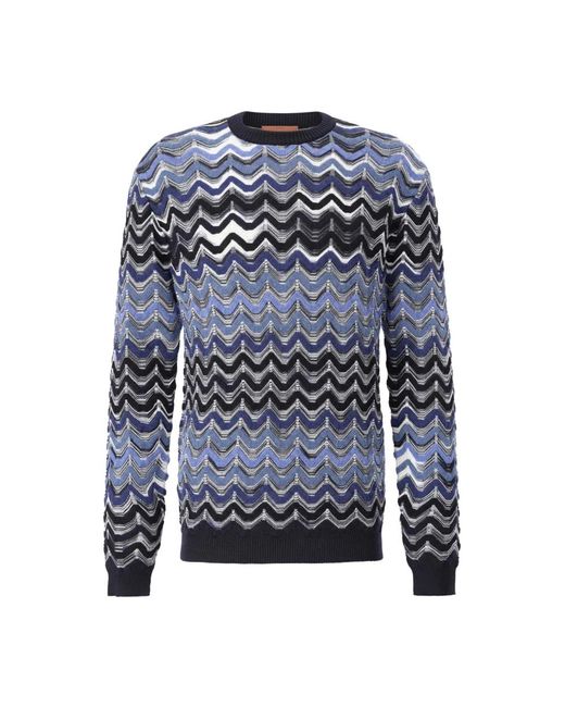 Missoni Blauer Zigzag Wollpullover in Blue für Herren