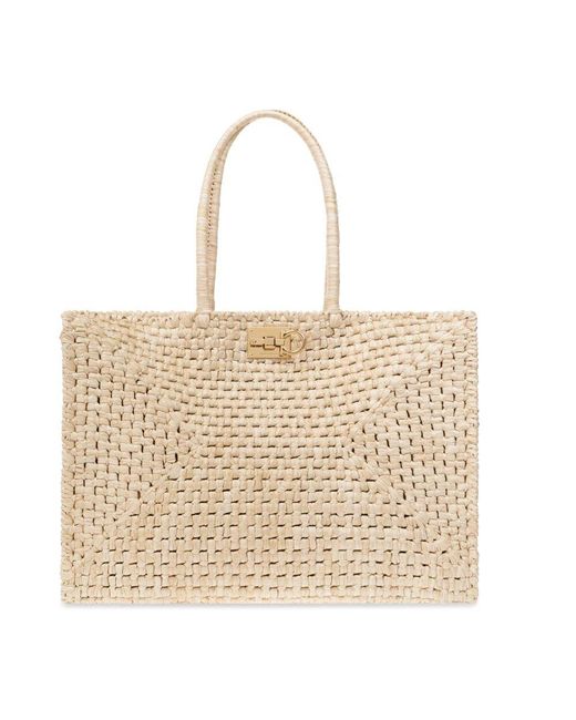 Ferragamo Natural Große studio box shopper-tasche