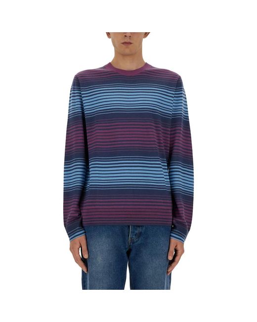 Paul Smith Blue Relaxed-Fit Striped Merino Wool Sweater for men