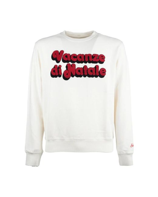 Mc2 Saint Barth White Soho Sweatshirt With Christmas Vacation Logo for men