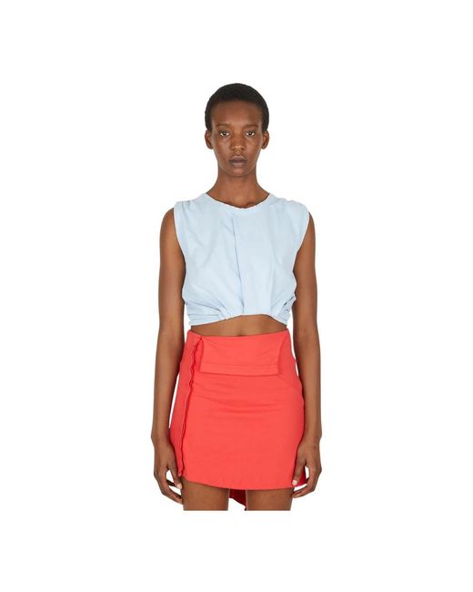 Lourdes Red Sleeveless Tops