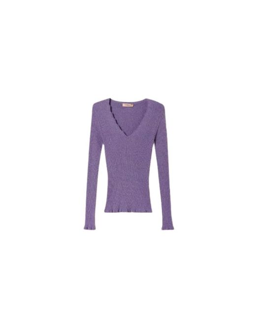Twin Set Purple V-neck knitwear