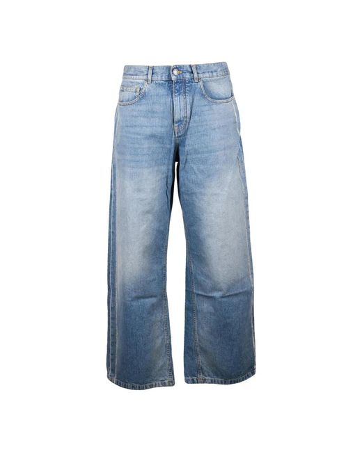 Palm Angels Blue Wide Jeans for men