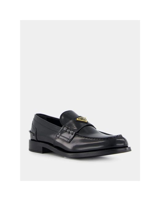 Prada Black Schwarze Lederslipper