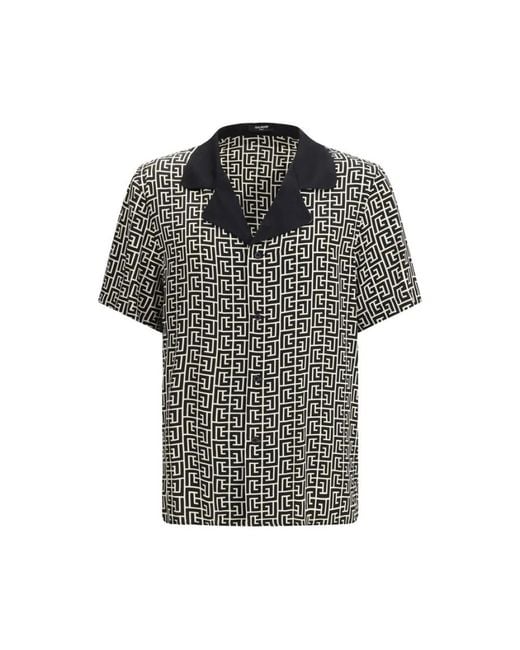 Balmain Black Short Sleeve Shirts for men