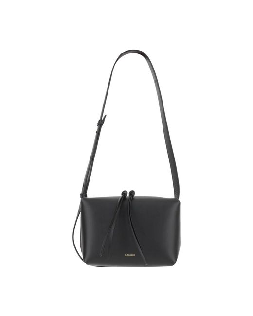 Jil Sander Black Leder-Umhängetasche Mit Doppelreißverschluss