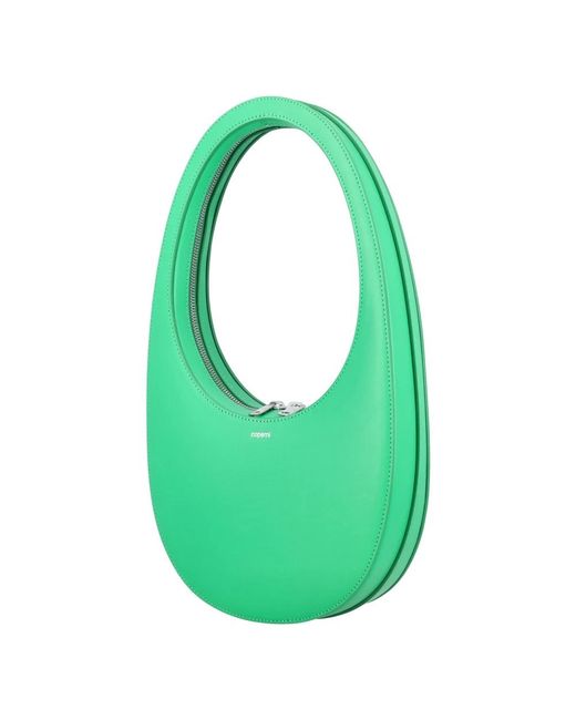 Coperni Green Grüne ovale handtasche mit abgeschirmtem reißverschluss