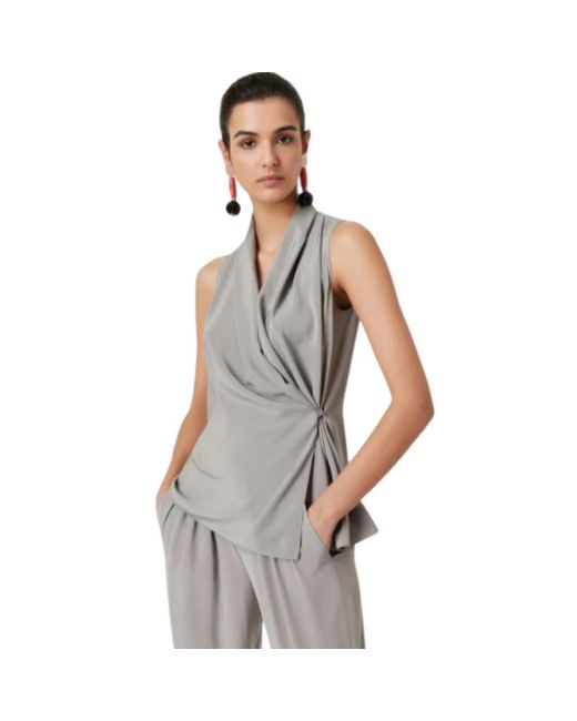 Giorgio Armani Gray Sleeveless Tops