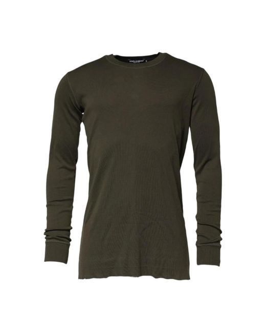 Dolce & Gabbana Green Round-Neck Knitwear for men