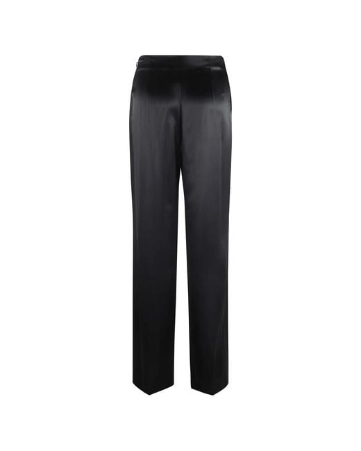 Alberta Ferretti Blue Schwarze Satin Weite Hose