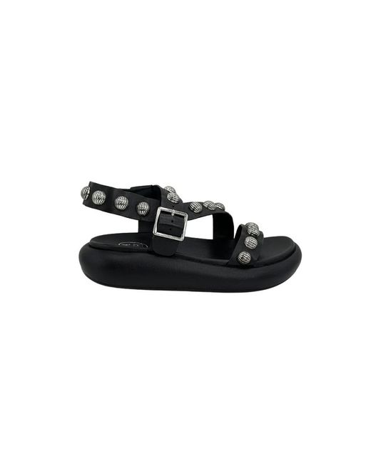 Ash Schoenen ,Zwart ,Zwarte Leren Studsandaal in het Black