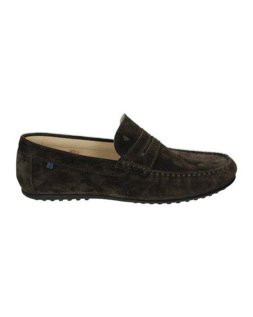 van Bommel Schoenen ,Bruin ,Suède Bruine Suède Instappers in het Black voor heren