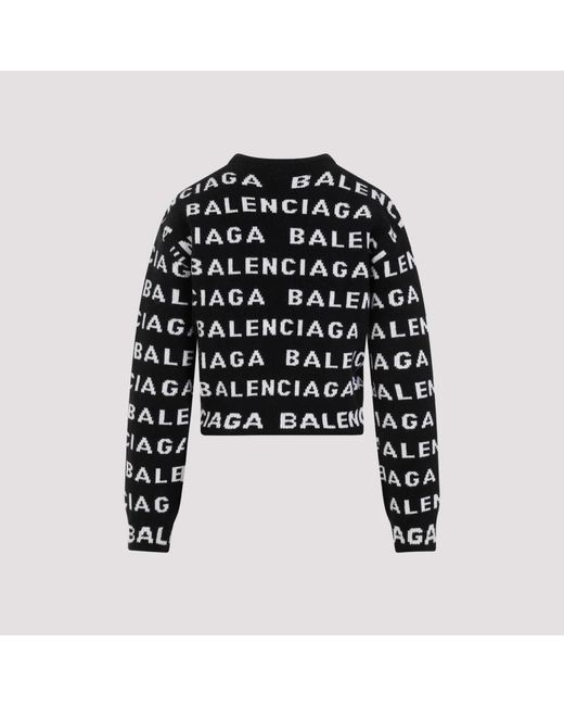 Balenciaga Black Pullover mit Intarsien-Logo