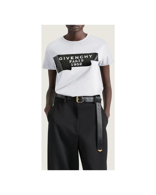 Givenchy Tops ,Wit ,Katoen Witte Katoenen T-Shirt in het Black