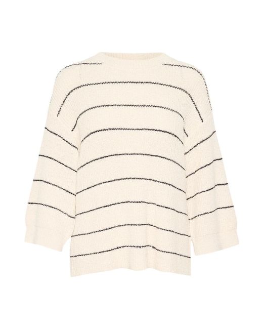Soaked In Luxury Natural Weiß schwarz gestreifter pullover