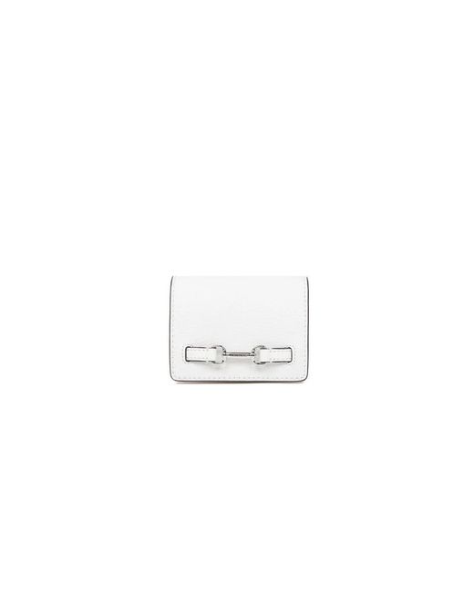 Michael Kors White Carson Kleines Portemonnaie Aus Genarbtem Leder