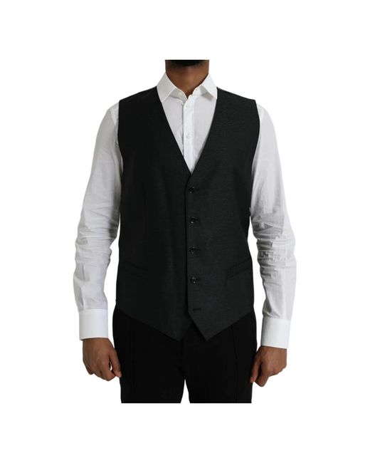 Dolce & Gabbana Black Waistcoats for men