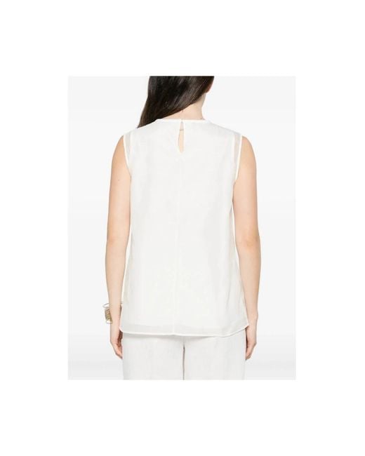 Panicale White Sleeveless Tops