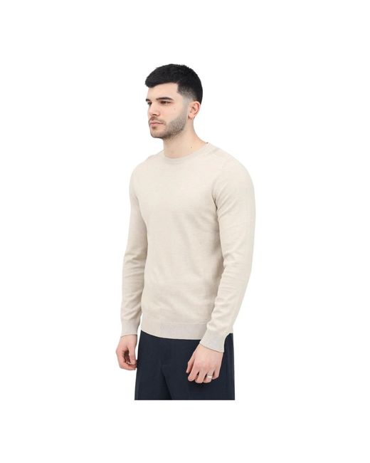 SELECTED Beiger rundhalspullover mode in White für Herren