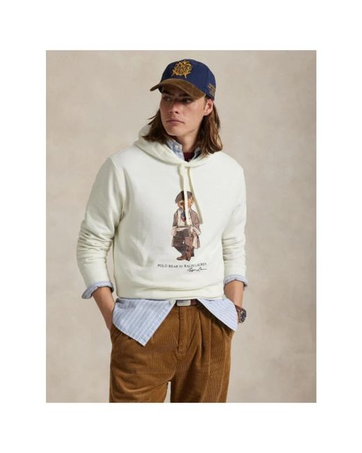 Polo Ralph Lauren Vintage Stijl Bedrukte Hoodie Sweatshirt in het White voor heren