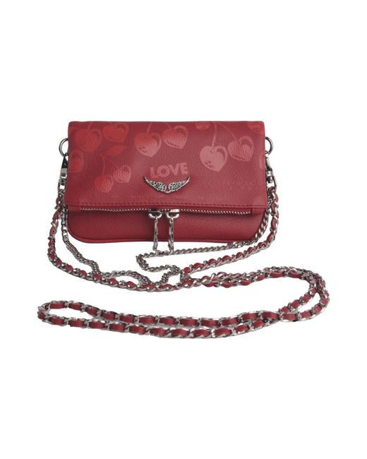 Zadig & Voltaire Red Rote Rock Nano Cherry Leder Tasche