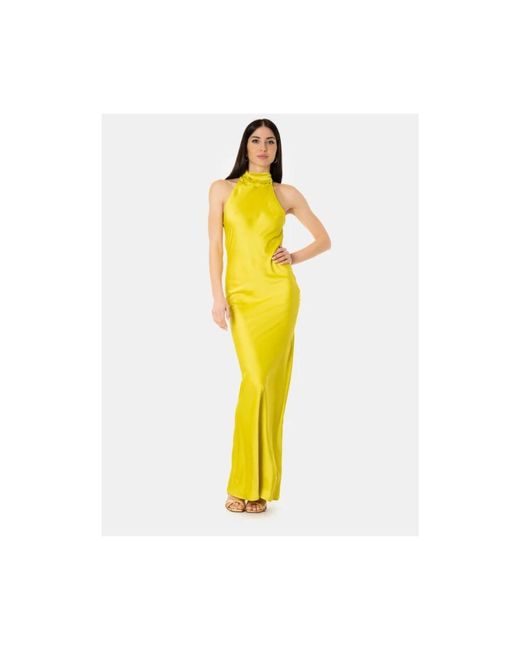 ACTUALEE Kleedjes ,Groen ,Polyester Gelamineerde Jurk in het Yellow