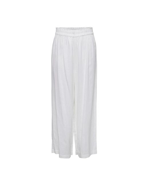 Pantaloni donna in lino tokyo blend di ONLY in White