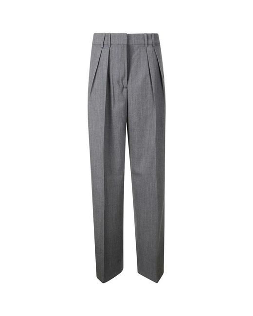 Rohe Broeken ,Grijs ,Wol Slim-Fit Wollen Plooi Broek in het Gray