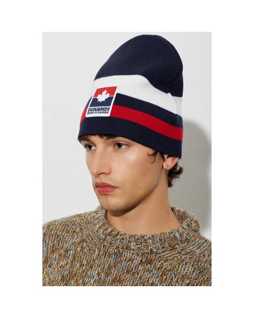 DSquared² Maple Leaf Gebreide Muts in het Blue voor heren