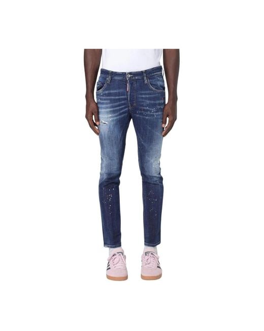 DSquared² Zerissene Farbspritzer Denim Jeans in Blue für Herren