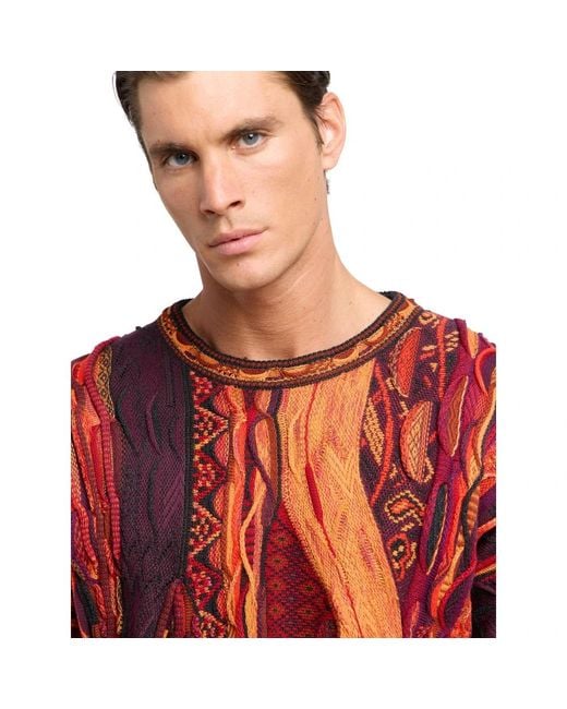 carlo colucci Red Round-Neck Knitwear for men