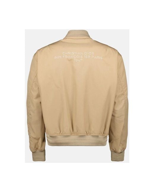 Dior Gerippte bomberjacke mit logo-stickerei in Natural für Herren