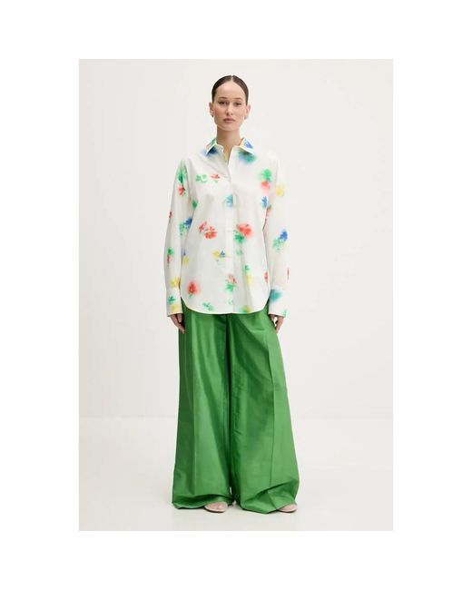 MSGM Green Gemustertes Baumwollhemd
