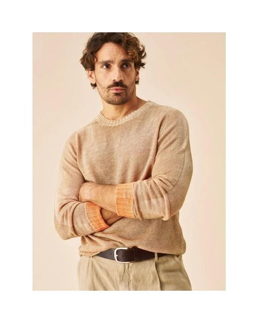 120% Lino Leinenstrickpullover in Natural für Herren