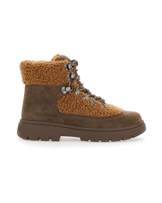 Moon Boot Brown Combat Boot Fleece